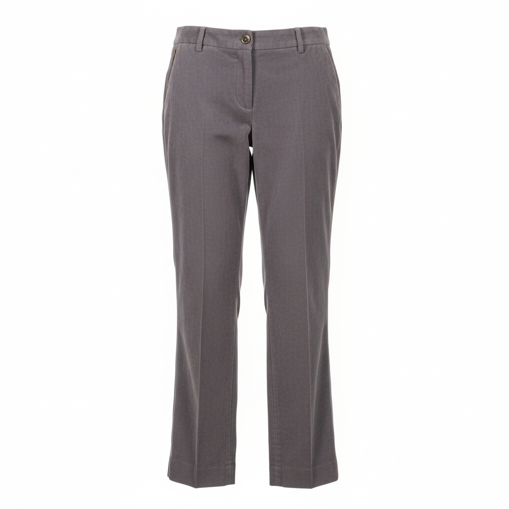 J. McLaughlin SZ 10 Preppy Casual Gray Straight Leg Pants Flat Front Split Hem